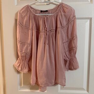 Maven West Light Pink Crochet Blouse